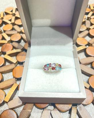 Anello oro rosa 375 con pietre multicolor