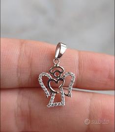 Ciondolo Angelo in Oro Bianco 18k (750) con Brilla