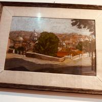 Quadro ad olio “Veduta di Roma dal Gianicolo”
