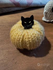 Halloween - Zucca con gatto nero artigianale