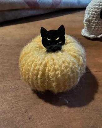 Halloween - Zucca con gatto nero artigianale