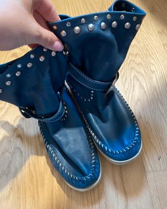 Stivaletto Made in Italy, Hector. Blu in nappa