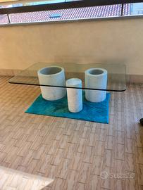 Tavolino "Di Uno Tre" in marmo bianco Casigliani 