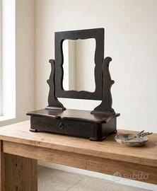 Specchiera antica da tavolo con cassetto legno