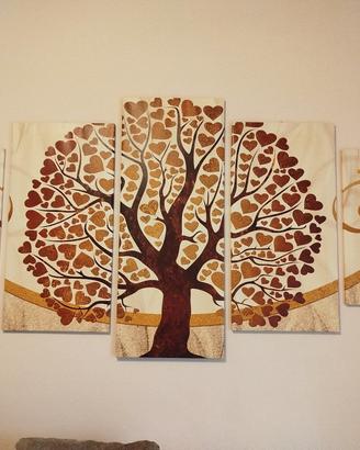 quadro albero della vita in 5 pezzi