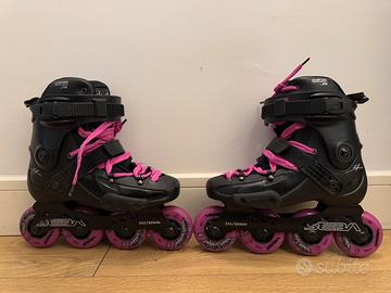 Pattini FR Skates FRX 80 nero lacci e ruote rosa