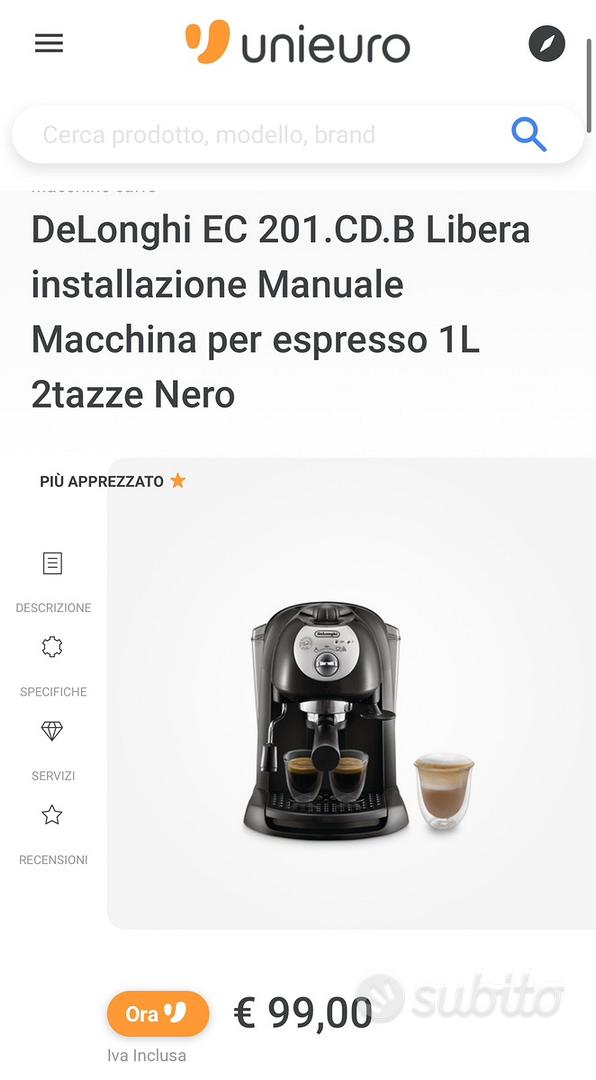 DeLonghi EC 201.CD.B Libera installazione Manuale Macchina per espresso 1L  2tazze Nero macchina per caffè