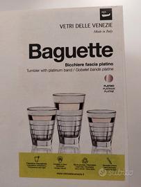 Set 6 bicchieri Baguette con banda in platino