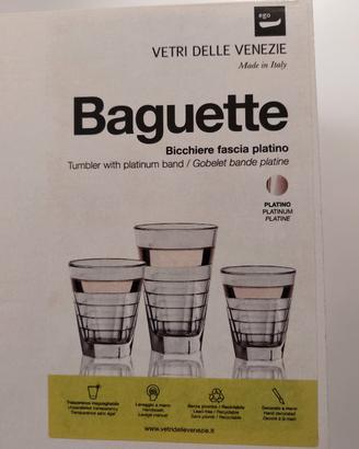 Set 6 bicchieri Baguette con banda in platino