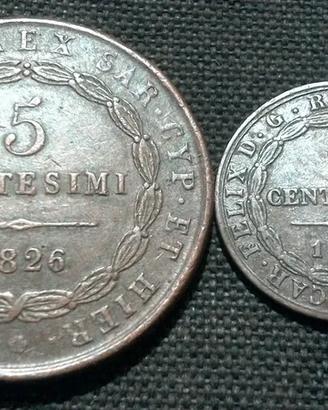 1 E 5 CENTESIMI 1826  Z.D.T  REGNO DI  SARDEGNA