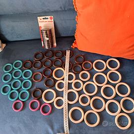 61 anelli per tenda in legno e plastica