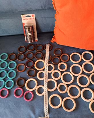 61 anelli per tenda in legno e plastica