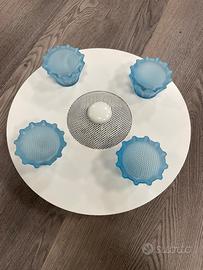 Plafoniera bianca con vetri di copertura azzurri