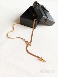 Collana serpente regolabile in acciaio e zircone 