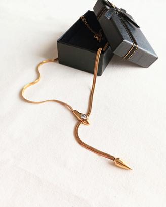 Collana serpente regolabile in acciaio e zircone 