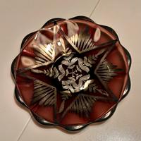 Set 4 piattini vetro bordeaux