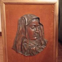 Quadro con cornice 38x48 con Madonna in bronzo