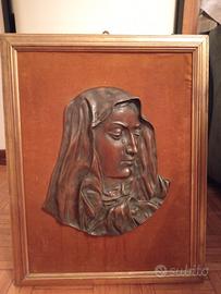 Quadro con cornice 38x48 con Madonna in bronzo