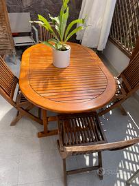 Tavolo giardino con sedie in teak