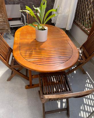 Tavolo giardino con sedie in teak