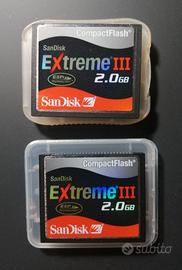 Compact Flash 2GB SANDISK EXTREME III due schede