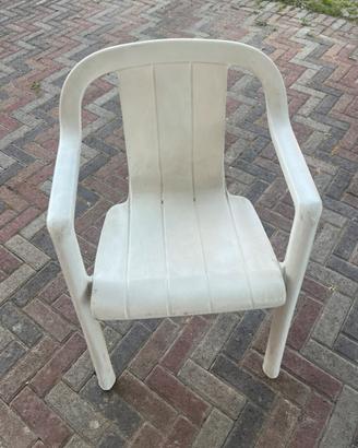 6 Sedie da giardino bianche in plastica