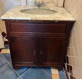 Mobile lavabo bagno, con top in marmo