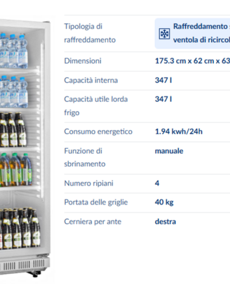 Frigorifero Espositore Vetrina Bianca (347L)