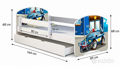 Letto Polizia 160x80 + Materasso Ortopedico 22cm