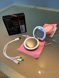 Carica batteria a specchietto da borsetta