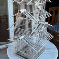 Rara gabbia di legno per uccelli d’epoca