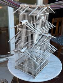 Rara gabbia di legno per uccelli d’epoca