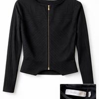 Top Marella nero plissé con zip dorata – elegante