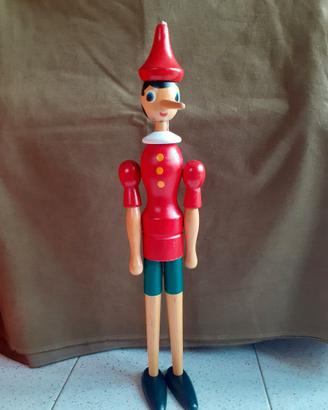 Grande vecchio Pinocchio rosso in legno F