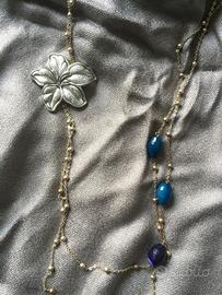 Collana lunga con Agata blu