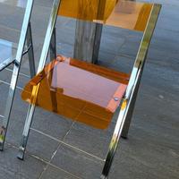 sedia vintage pieghevole acciaio cromato/plexiglas