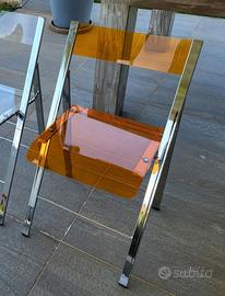 sedia vintage pieghevole acciaio cromato/plexiglas