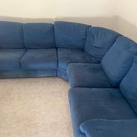 Divano angolare in Alcantara blu