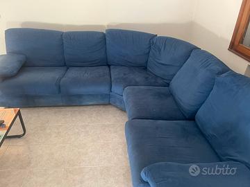 Divano angolare in Alcantara blu