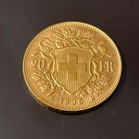 Marengo 20 franchi svizzeri oro 1935 Moneta