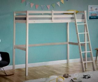 Letto a soppalco 90 x 190 cm più materasso