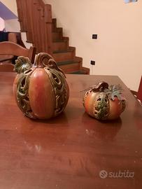coppia portacandela a forma di zucca 