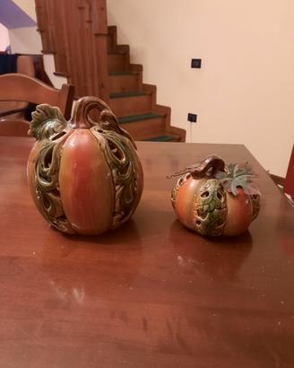 coppia portacandela a forma di zucca 