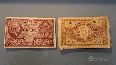 Banconota Da 5 Lire 1944 Regno D'Italia