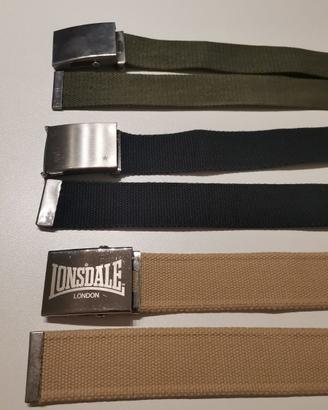 3 Cinture LONSDALE e CELIO fibbia militare