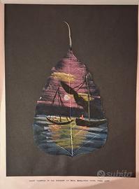 Rara pittura su foglia di Pipal dipinto a mano 
