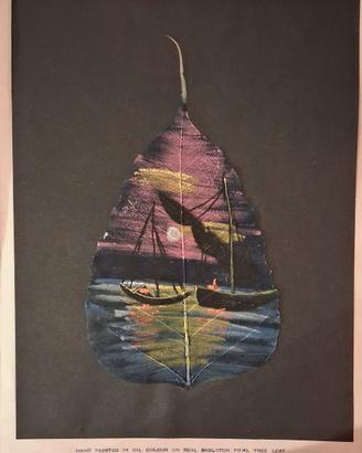 Rara pittura su foglia di Pipal dipinto a mano 