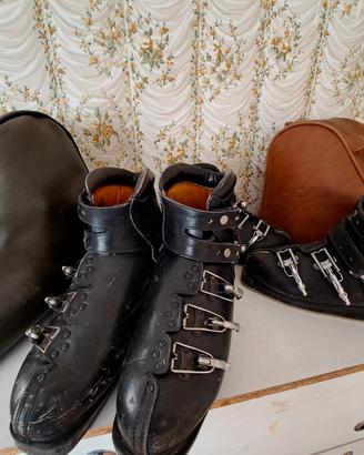 Scarponi Sci Vintage LA DOLOMITE +Borsa Pelle 