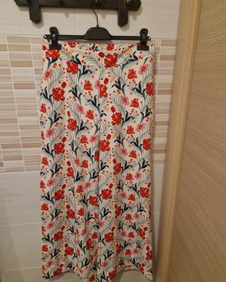 Pantaloni floreali a gamba ampia 
