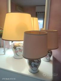 3 Bajour in ceramica bianca con disegno colorato 